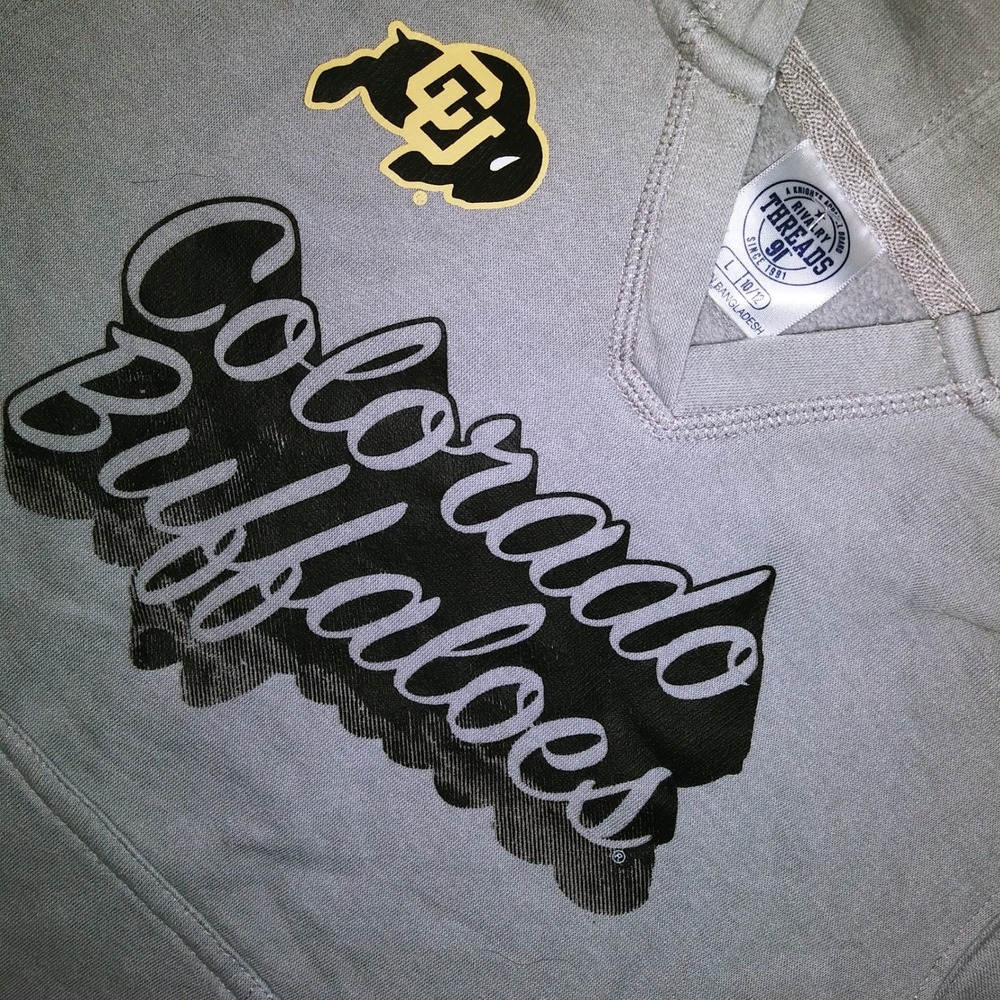 Girls Kids CU Colorado Buffaloes Hoodie Gray Size L 10 / 12